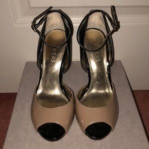 Black and Nude Peep Toe Pump